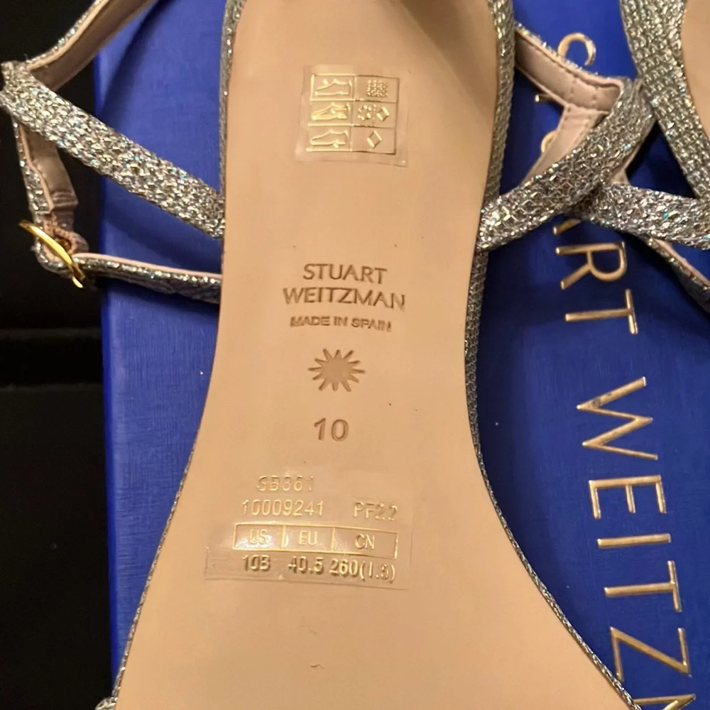 Stuart Weitzman, Starla 80 Heeled Sandal, Sparkle Noir, US 10